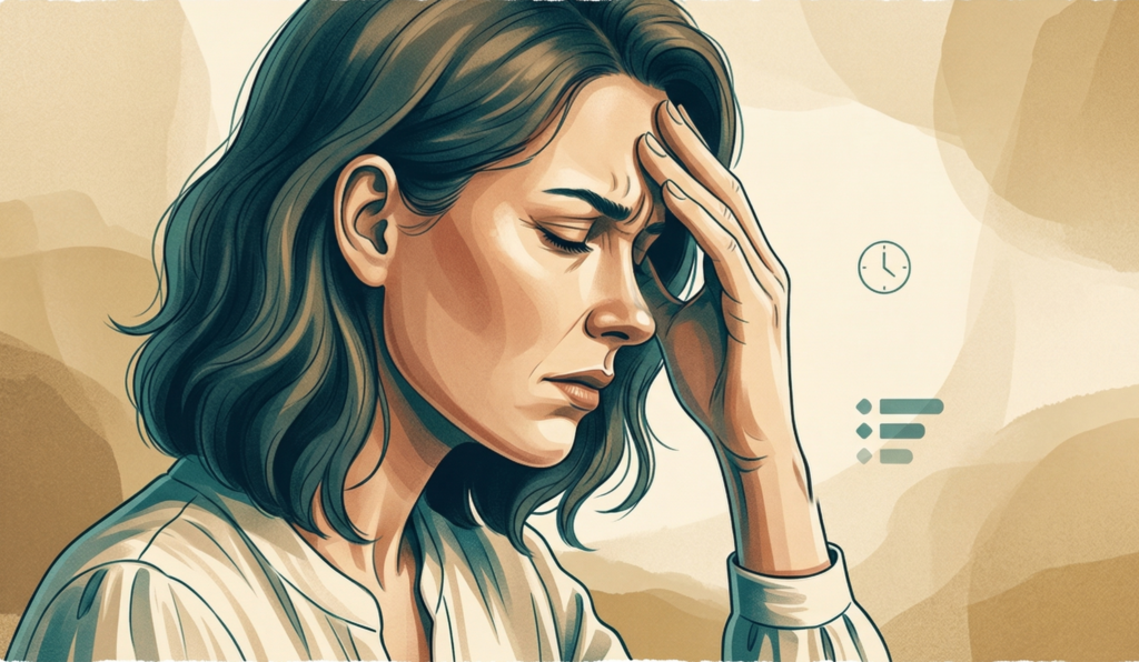 Illustration d'une femme en surcharge mentale cherchant à libérer son espace intérieur.